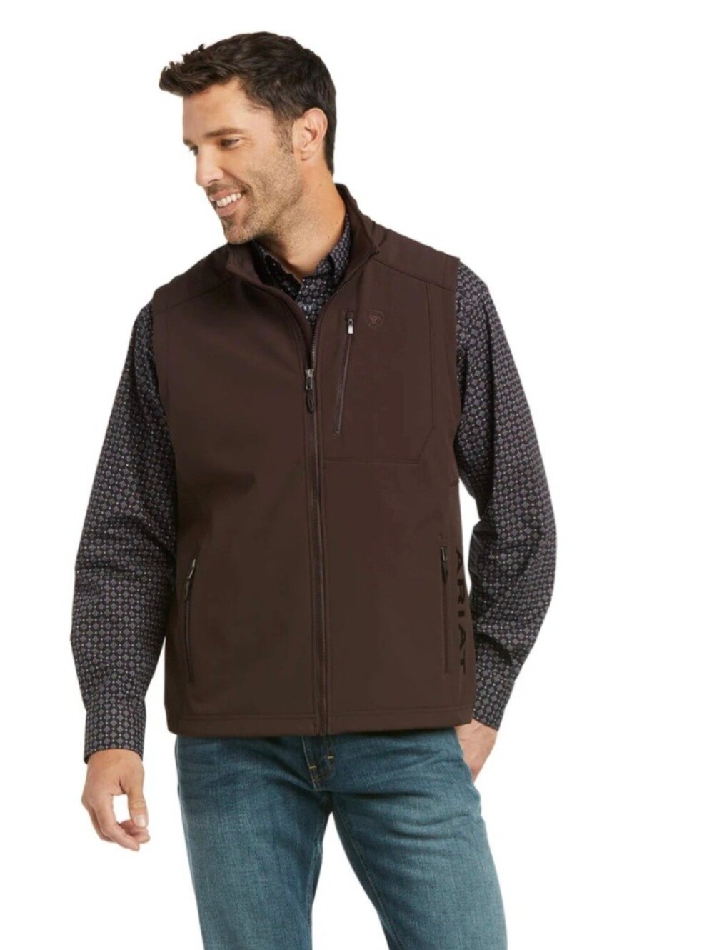 Ariat Brown Men's Logo 2.0 Patriot Softshell Vest. Size M. #SW